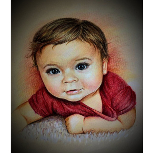 Baby Colored Pencil Portrait Sketch