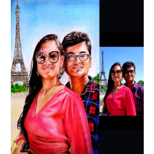 Handpainted Couple Colored Pencil portrait Painting