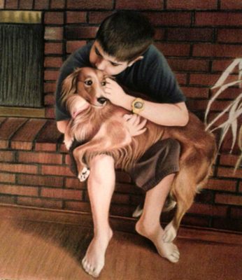 Pet and Child Acrylic Hand-painted Portraits| Justincanvas